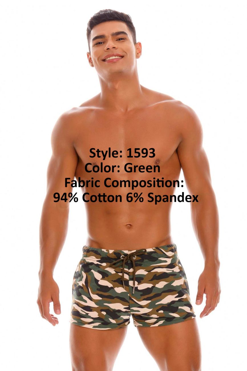 JOR 1593 Combat Mini Short Green Camo Printed