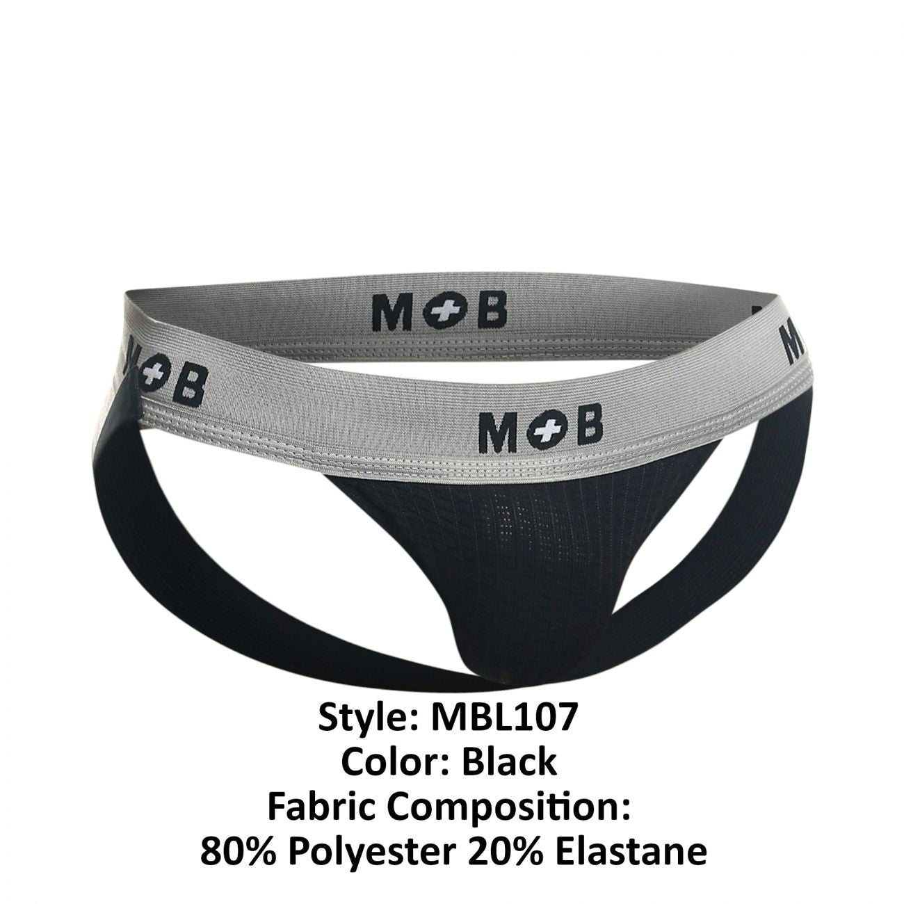 MaleBasics MBL107 Classic Fetish Jock 3 Inches Jockstrap Including Plus Sizes Black