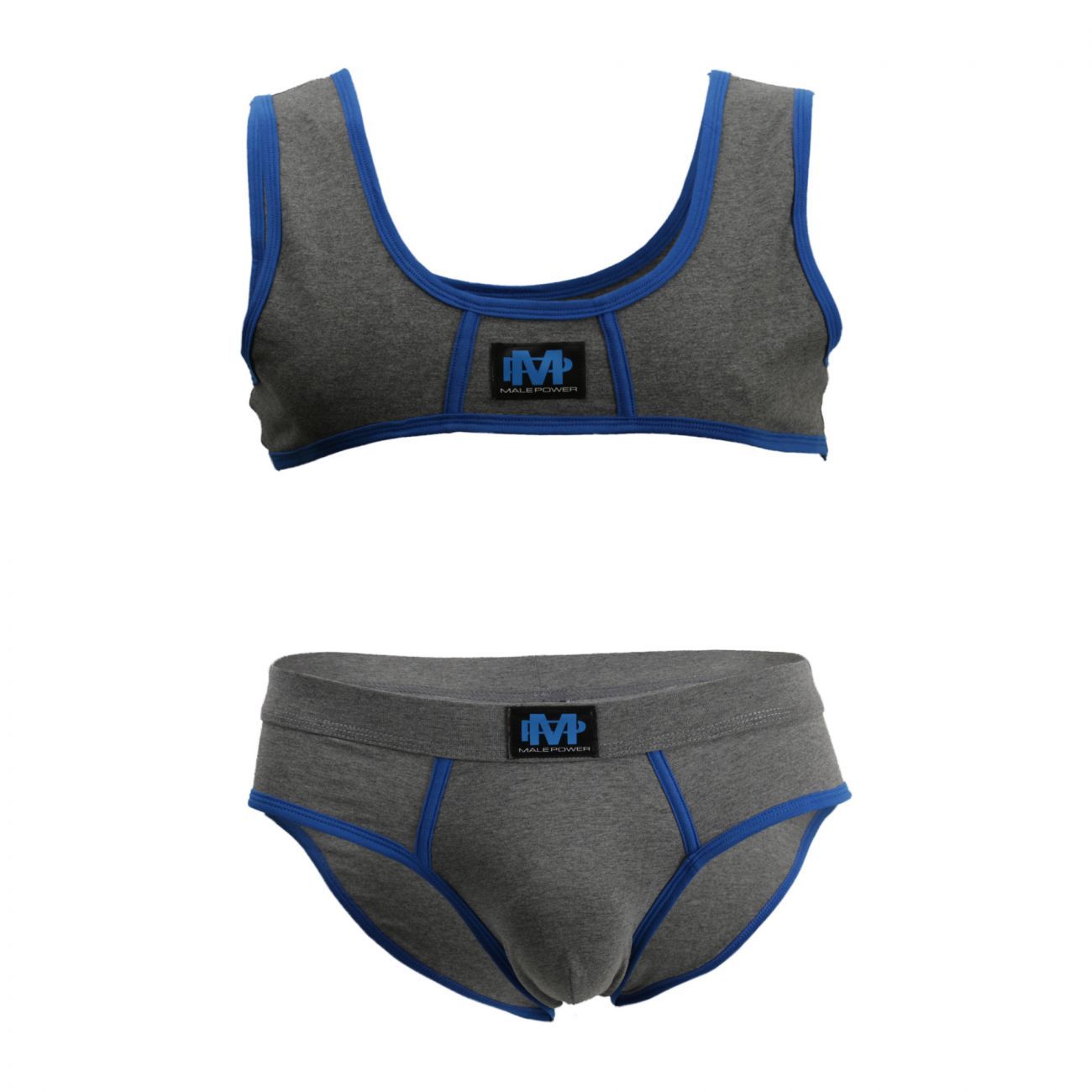 Male Power 100-052 Cotton Spandex Mini Tank Bikini Set Gray-Royal