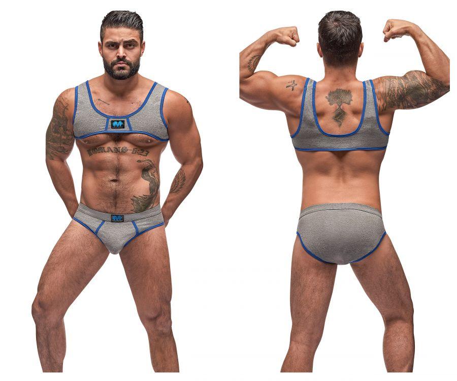 Male Power 100-052 Cotton Spandex Mini Tank Bikini Set Gray-Royal