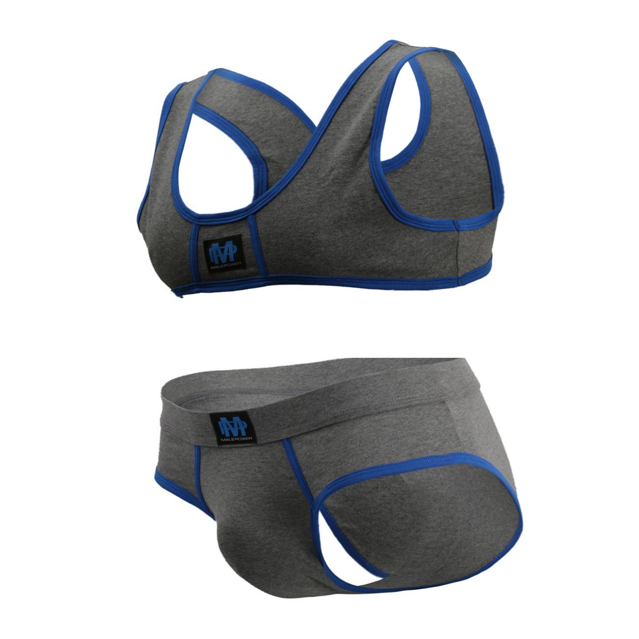 Male Power 100-052 Cotton Spandex Mini Tank Bikini Set Gray-Royal