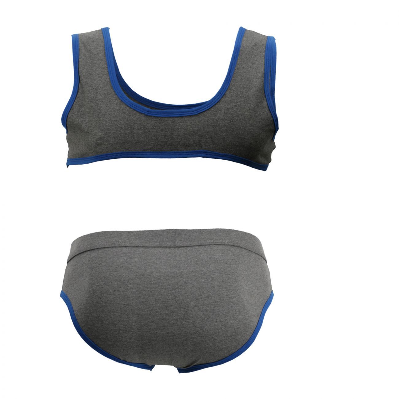 Male Power 100-052 Cotton Spandex Mini Tank Bikini Set Gray-Royal