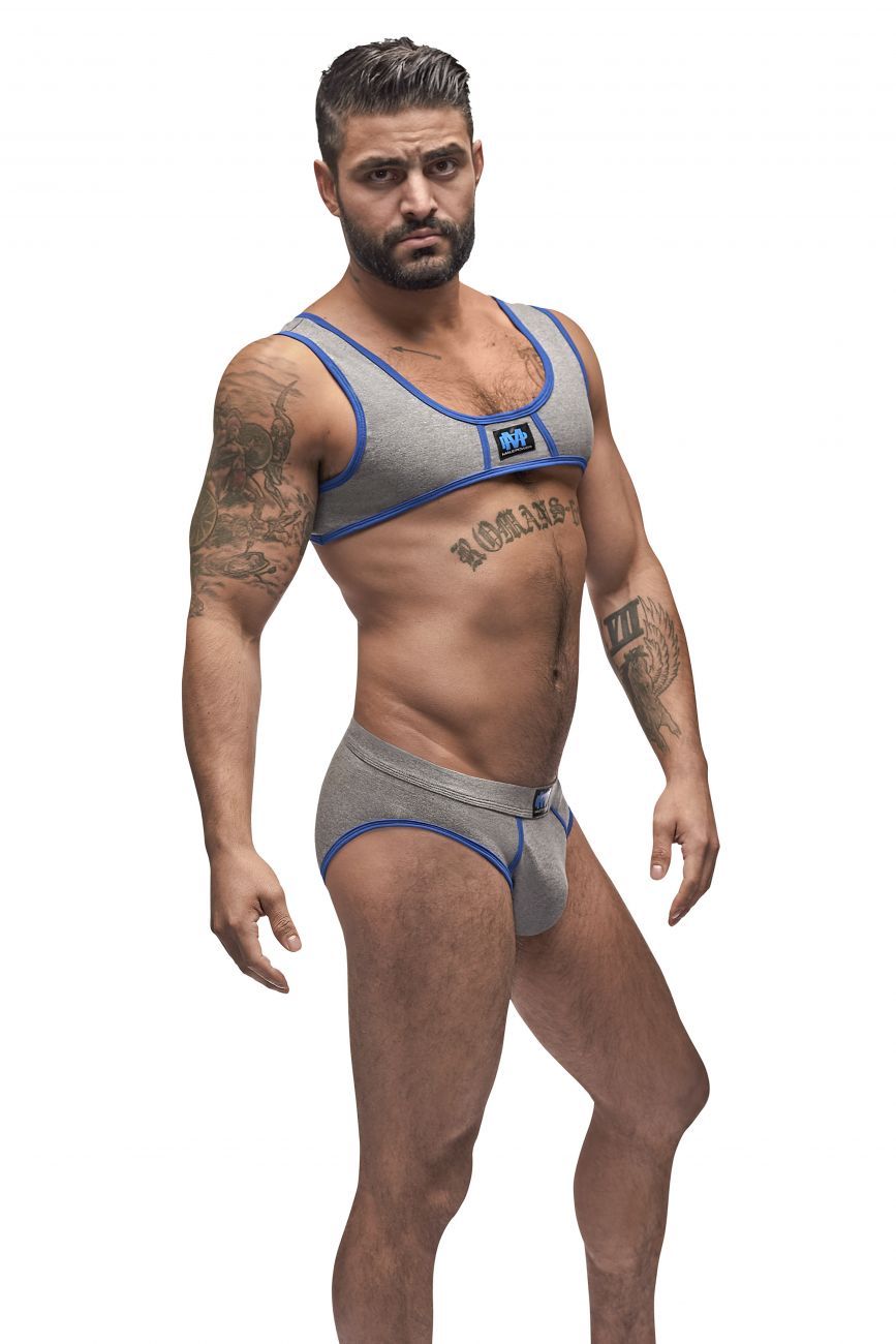 Male Power 100-052 Cotton Spandex Mini Tank Bikini Set Gray-Royal
