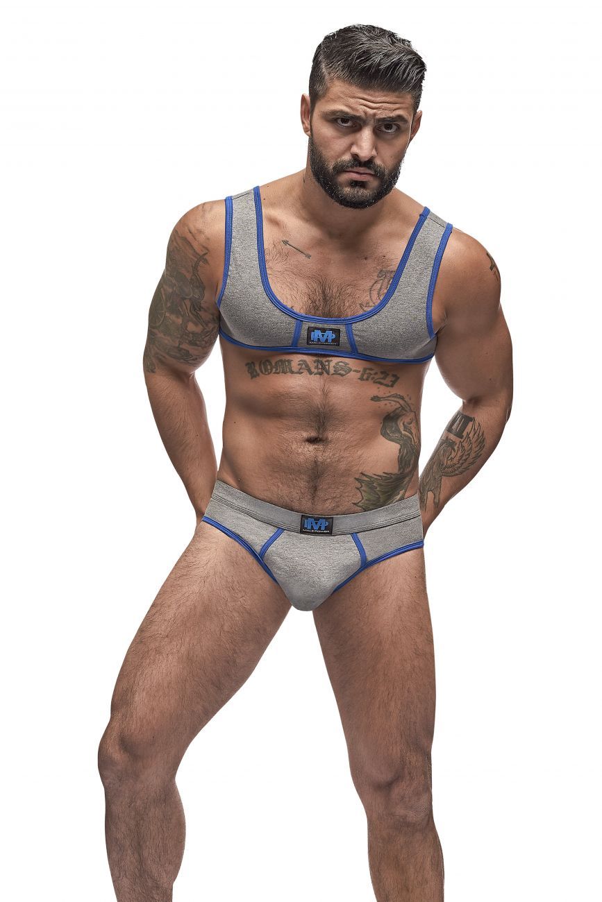 Male Power 100-052 Cotton Spandex Mini Tank Bikini Set Gray-Royal