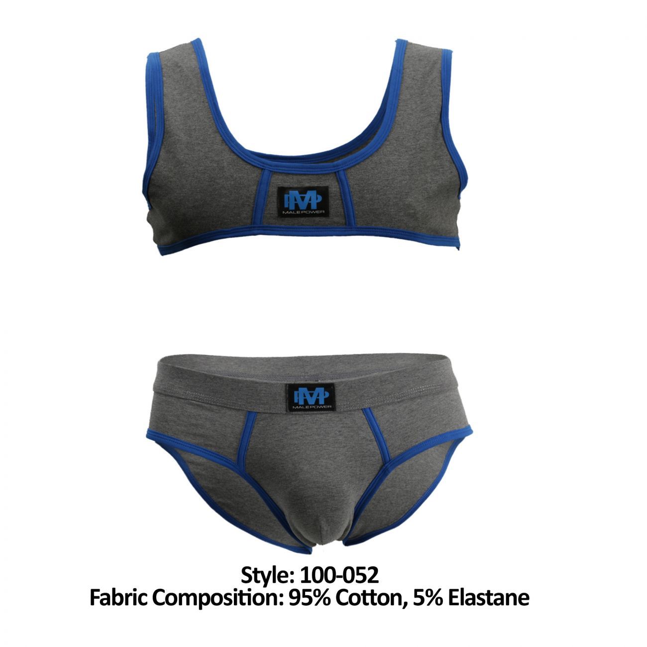 Male Power 100-052 Cotton Spandex Mini Tank Bikini Set Gray-Royal