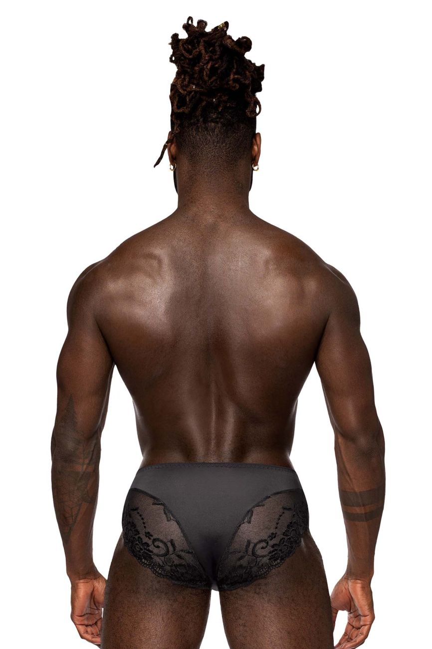 Male Power 492-280 Sassy Lace Bikini Solid Pouch Black