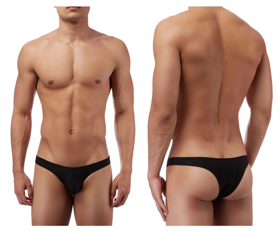 Male Power PAK874 Euro Male Spandex Full Cut Thong Black