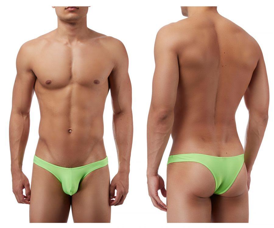 Male Power PAK874 Euro Male Spandex Full Cut Thong Lime