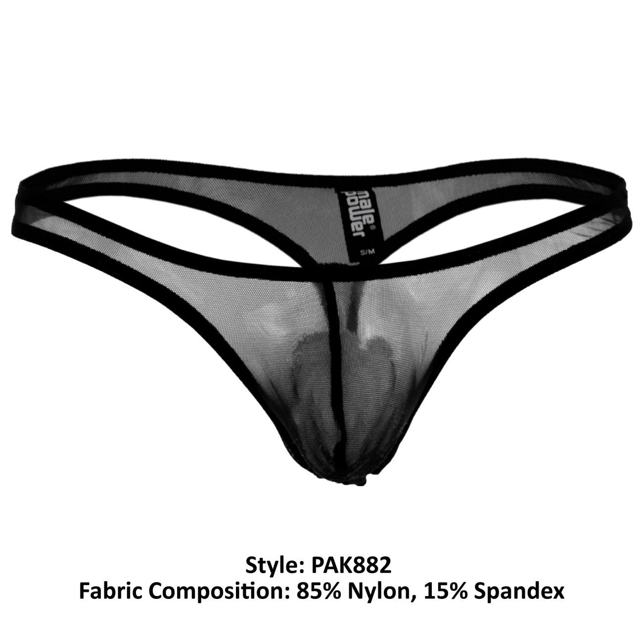 Male Power PAK882 Euro Male Mesh Mini Pouch Thong Black