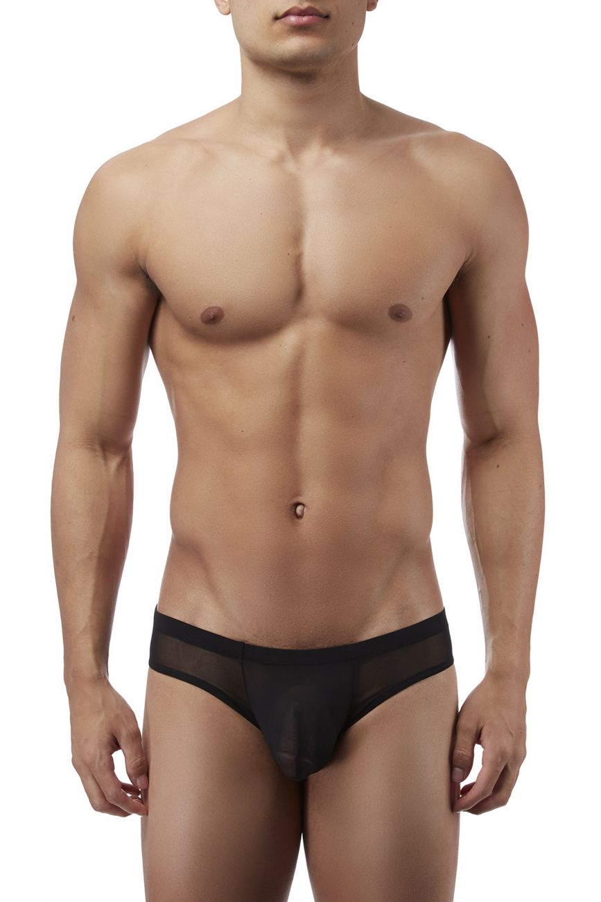 Male Power PAK883 Euro Male Mesh Shirred Pouch Manty Briefs Black