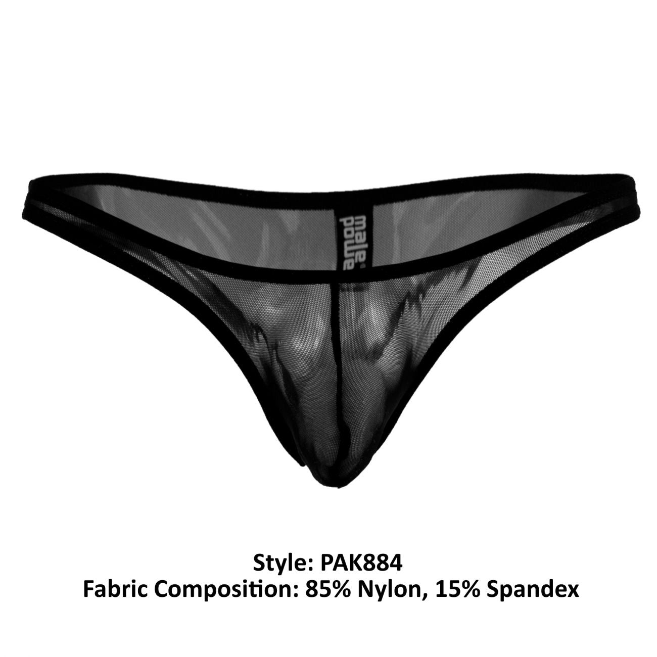 Male Power PAK884 Euro Male Mesh Full Cut Thong Black
