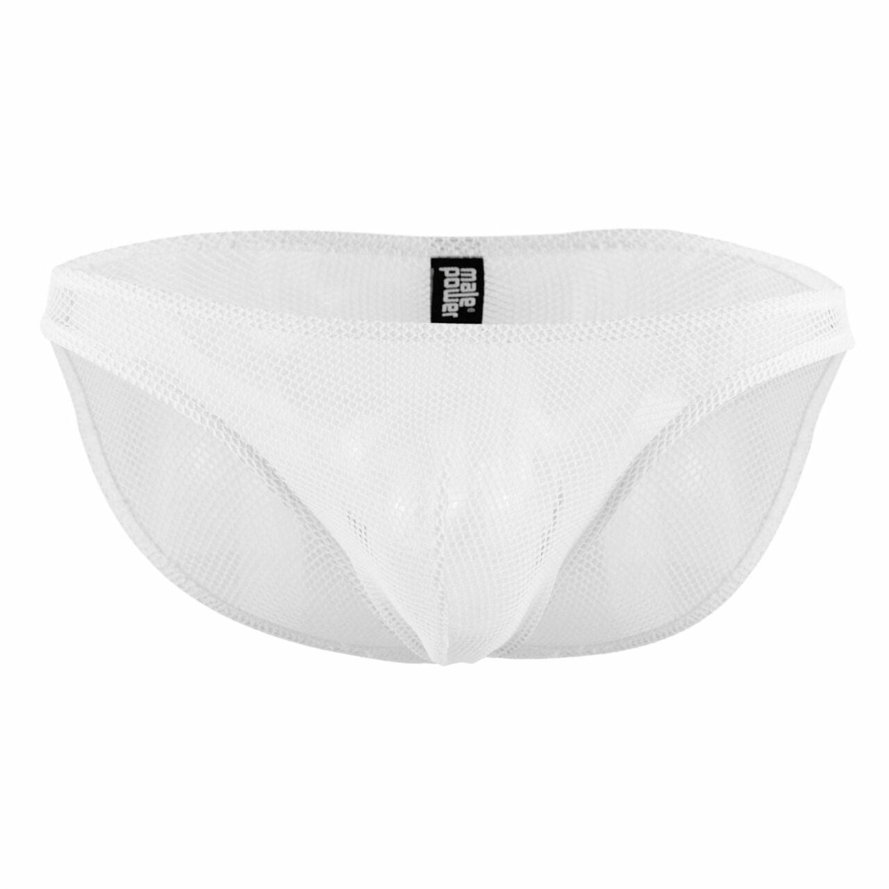 Mens Male Power Stretch Wide Net Brief White