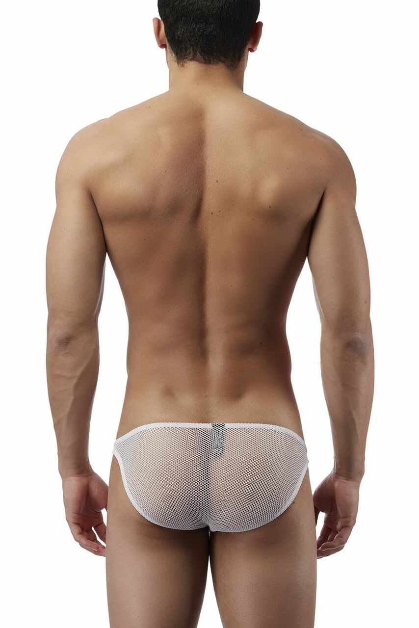 Mens Male Power Stretch Wide Net Brief White