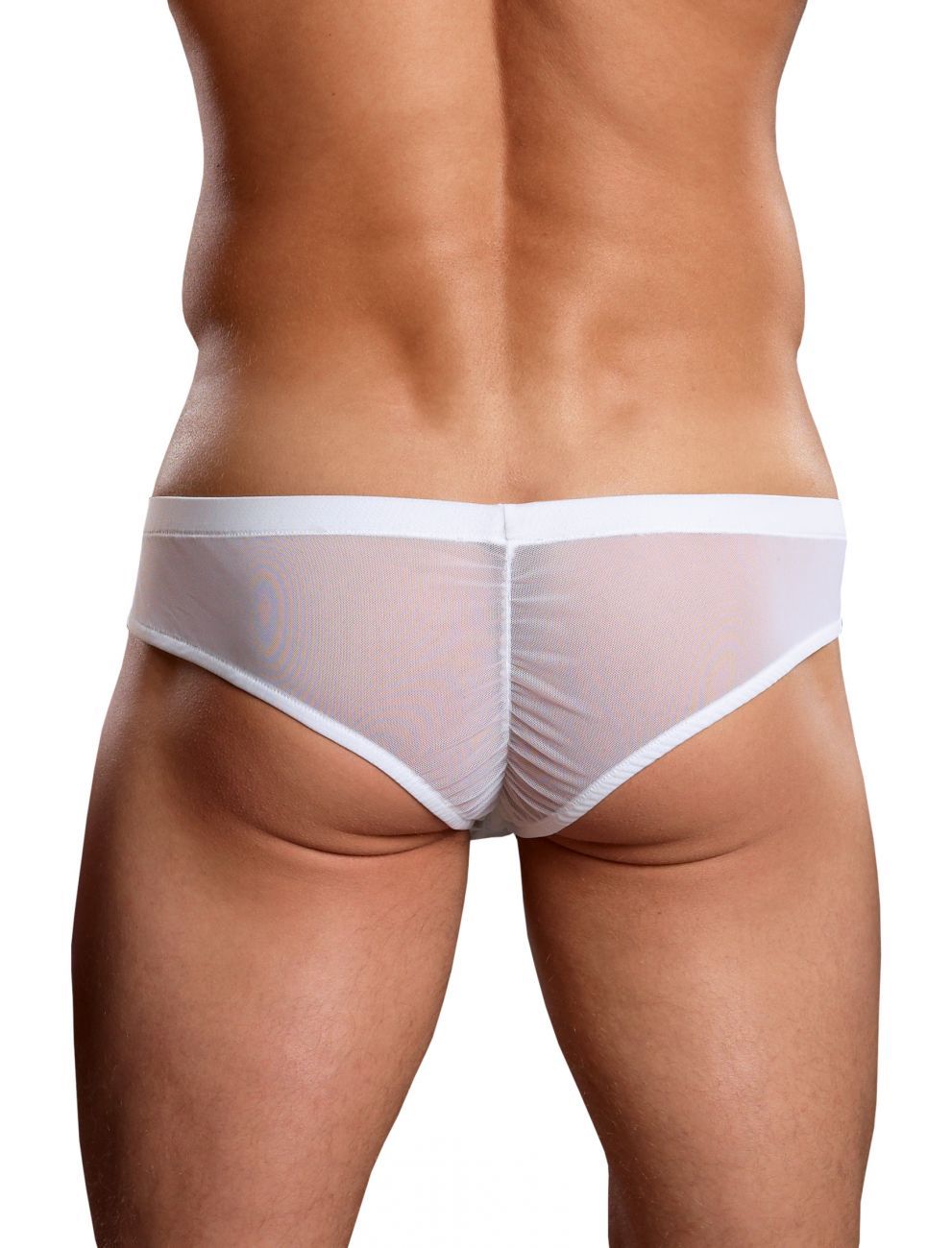 Male Power PAK883 Euro Male Mesh Shirred Pouch Manty Briefs White