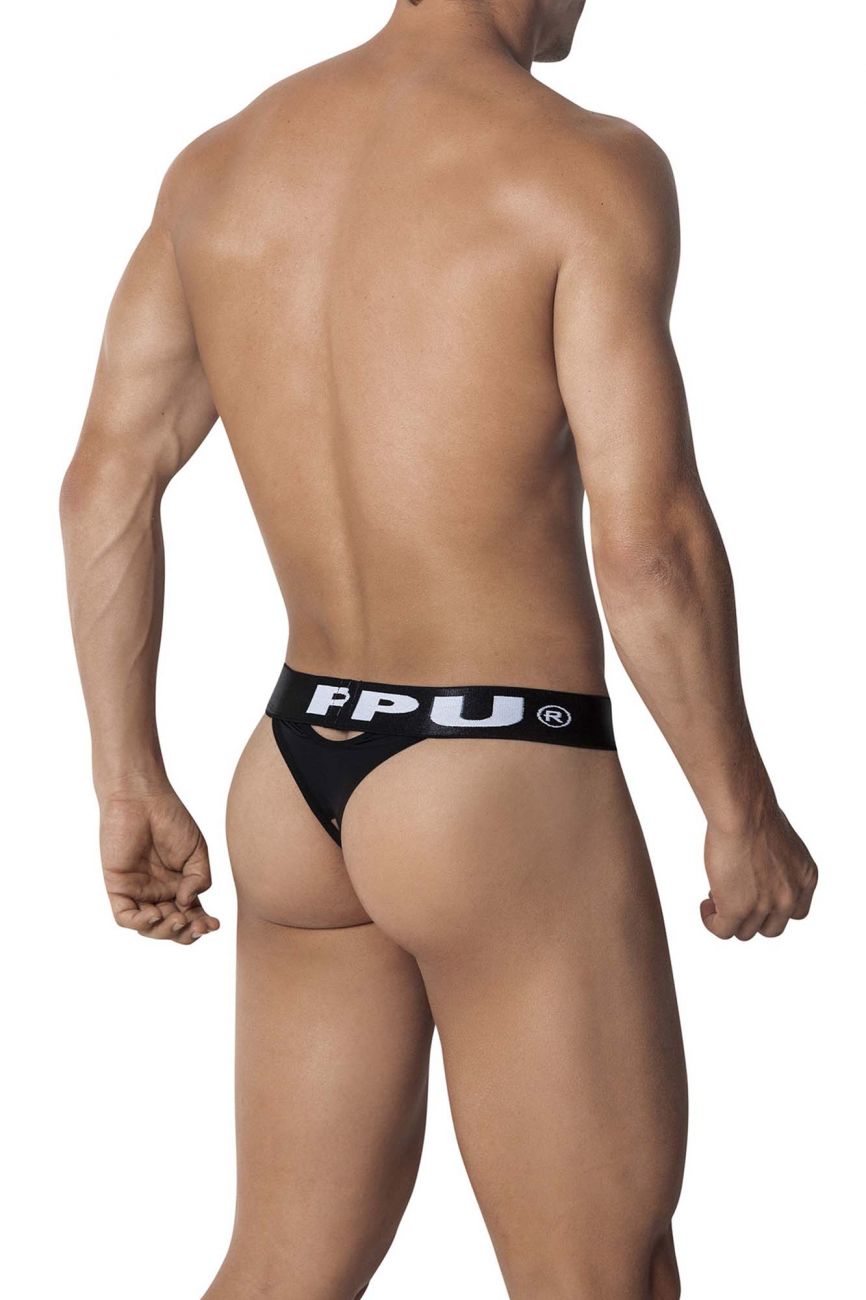 PPU 2112 Peek-a-boo Thongs Black