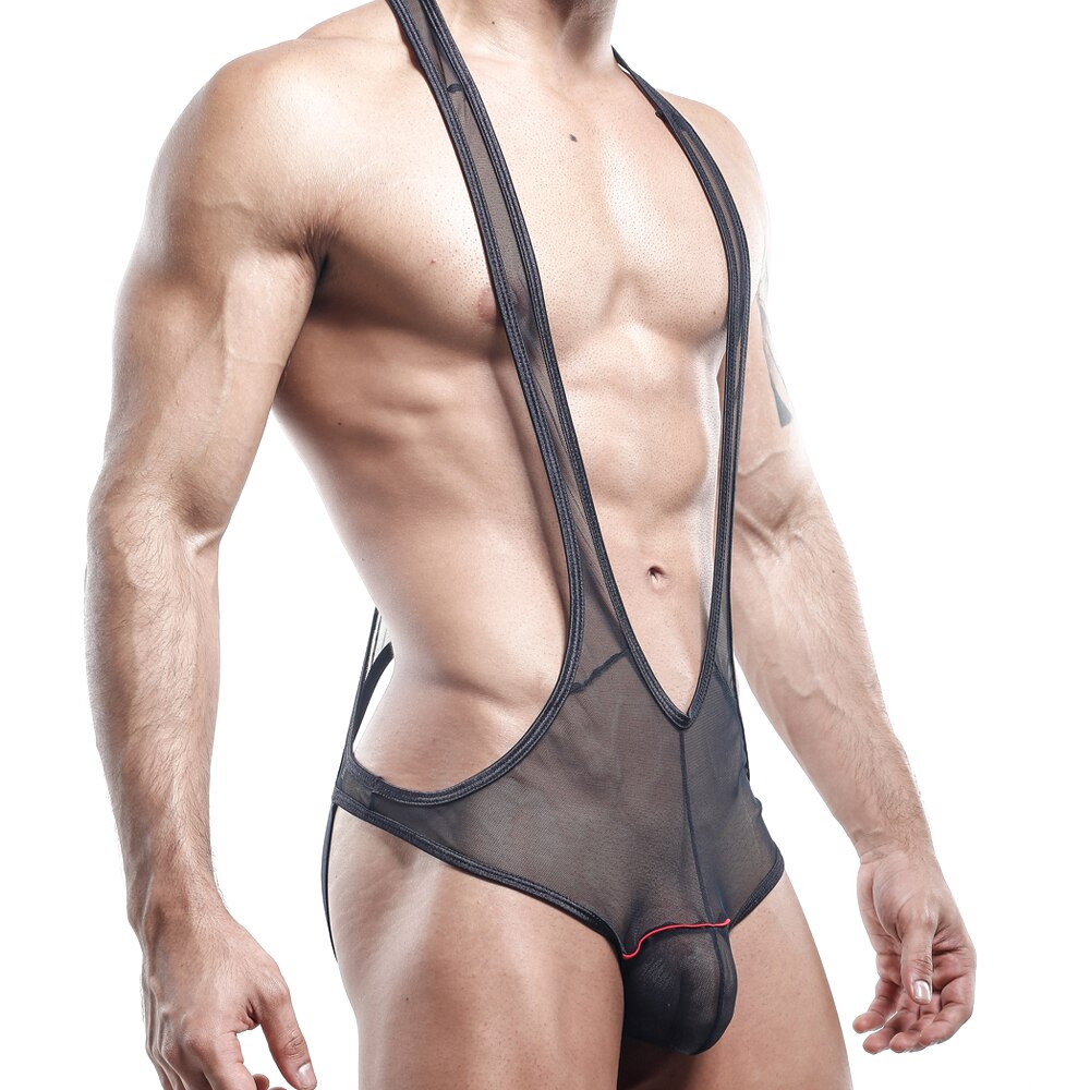 Mens Pistol Pete Mesh Bodysuit Black