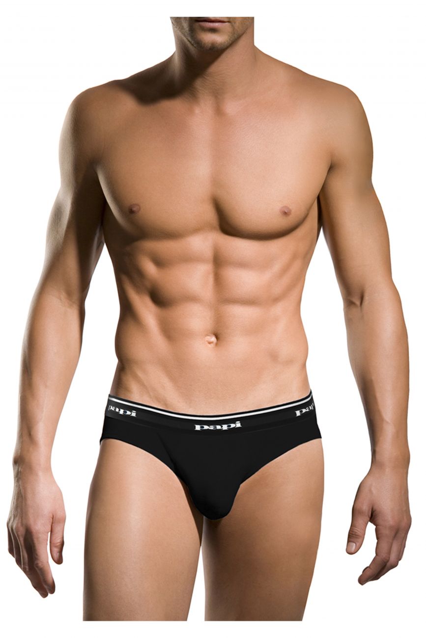 Papi 554101-001 3PK 1X1 Rib Low Rise Brief Black