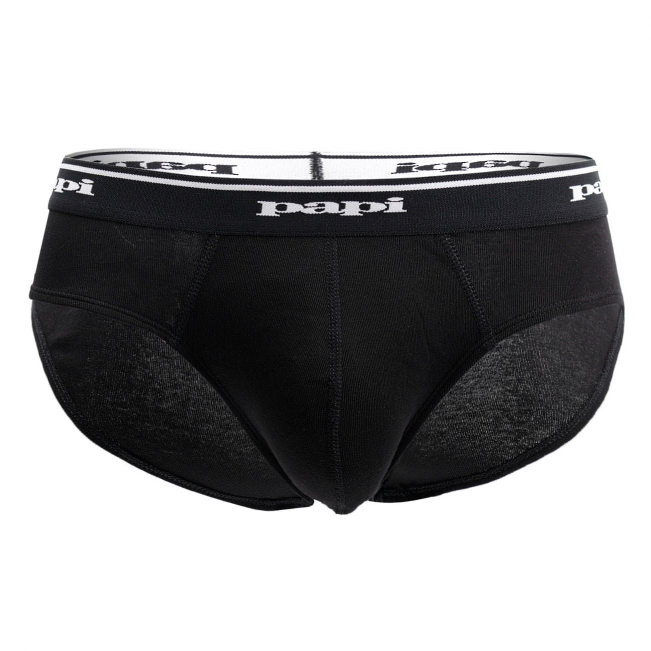 Papi 554101-001 3PK 1X1 Rib Low Rise Brief Black
