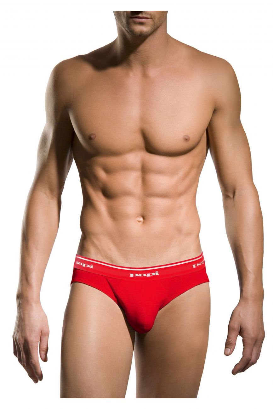 Papi 554101-999 3PK 1X1 Rib Low Rise Brief Black-Red-Turquoise