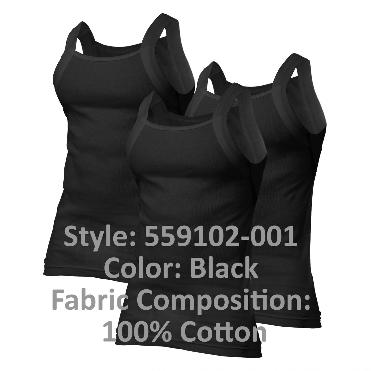 Papi 559102-001 3PK Square Neck Tank Black