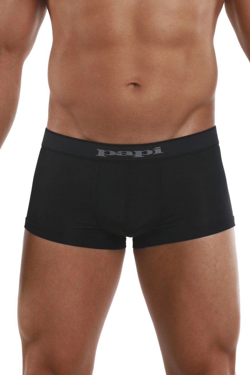 Papi 626182-962 Cool2 2PK Solid-Print Brazilian Trunks Black Gray