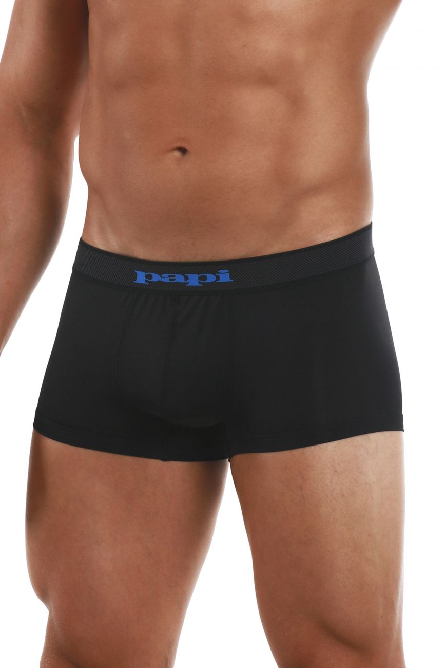 Papi 626182-968 Cool2 2PK Solid-Print Brazilian Trunks Black Blue