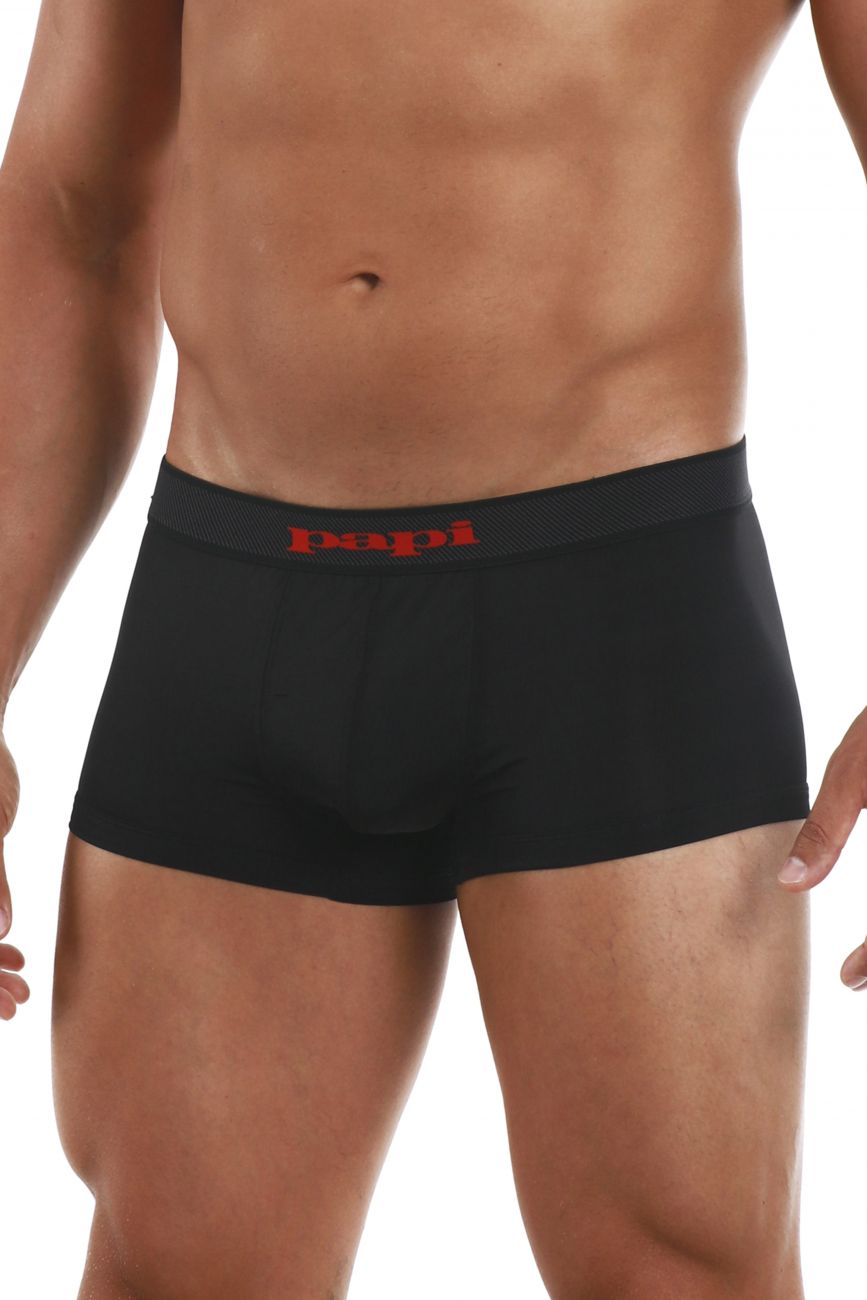 Papi 626182-982 Cool2 2PK Solid-Print Brazilian Trunks Black Red