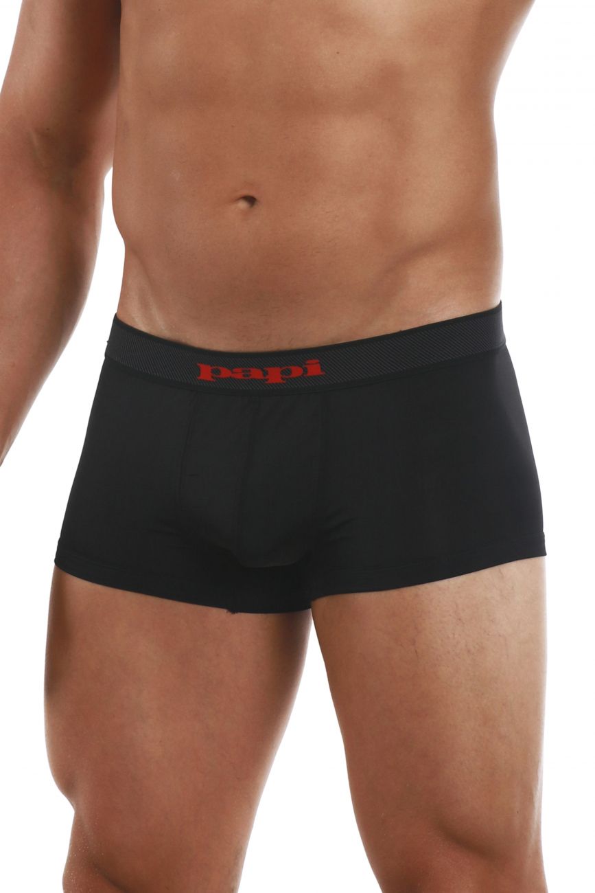 Papi 626183-982 Cool2 2PK Solid-Print Brazilian Trunks Black Red