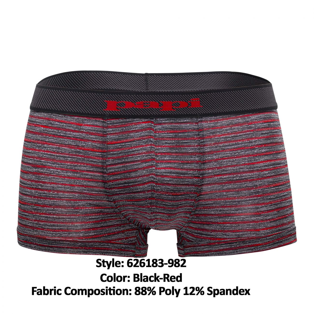 Papi 626183-982 Cool2 2PK Solid-Print Brazilian Trunks Black Red