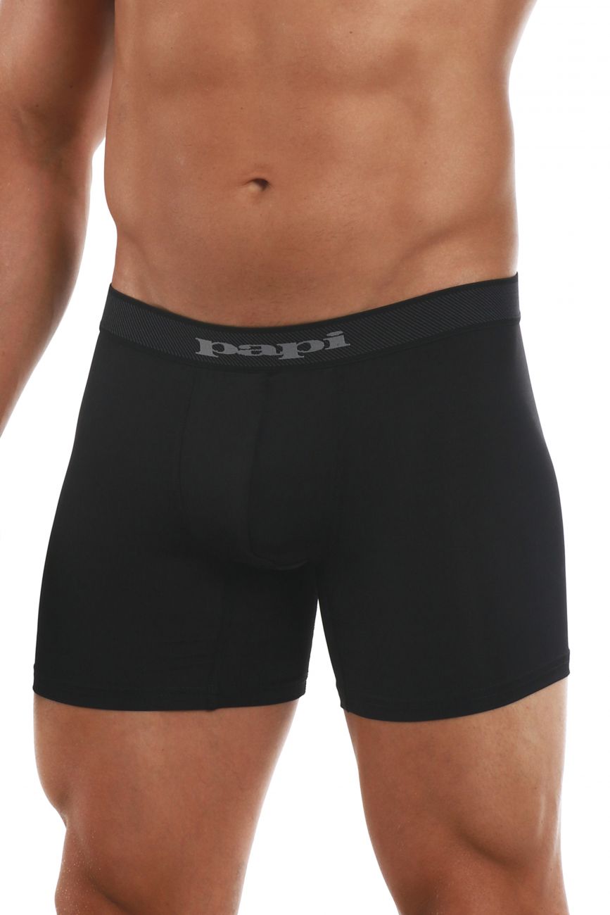 Papi 626185-962 Cool2 2PK Solid Boxer Briefs Black Gray