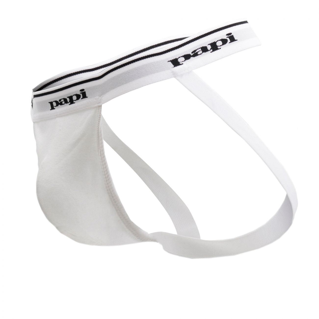 Papi 705910W-100 3PK 1X1 Rib Jockstrap White