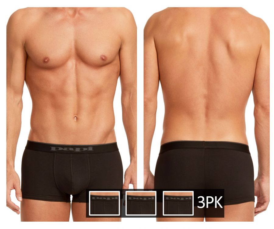 Papi 980501-001 3PK Cotton Stretch Brazilian Black