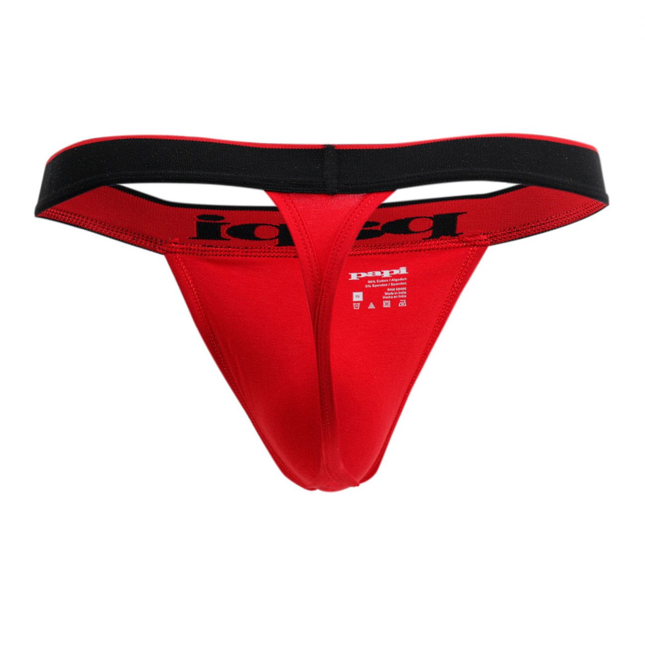 Papi 980902-950 3PK Cotton Stretch Thong Red-Gray-Black