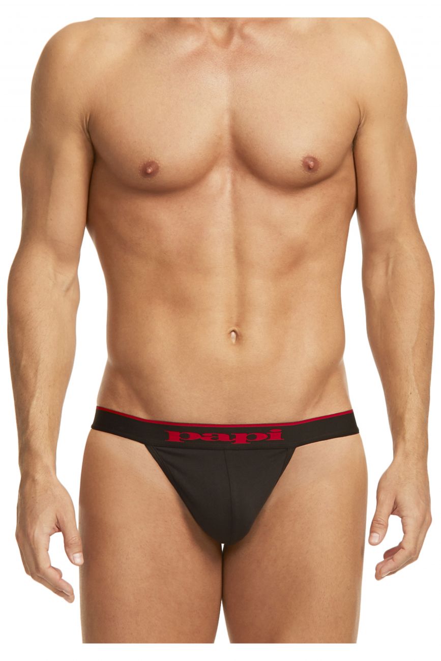 Papi 980902-950 3PK Cotton Stretch Thong Red-Gray-Black