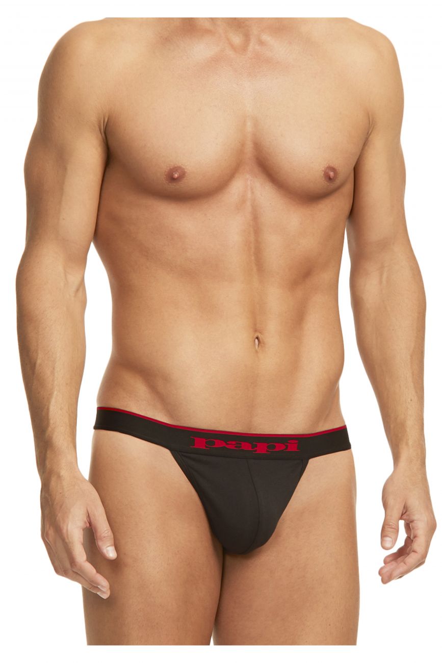 Papi 980902-950 3PK Cotton Stretch Thong Red-Gray-Black
