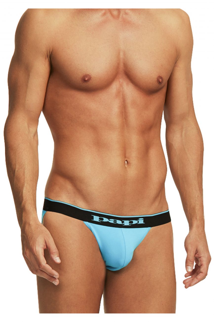 Papi 980911-941 3PK Cotton Stretch Jockstrap Black-Cobalt-Blue