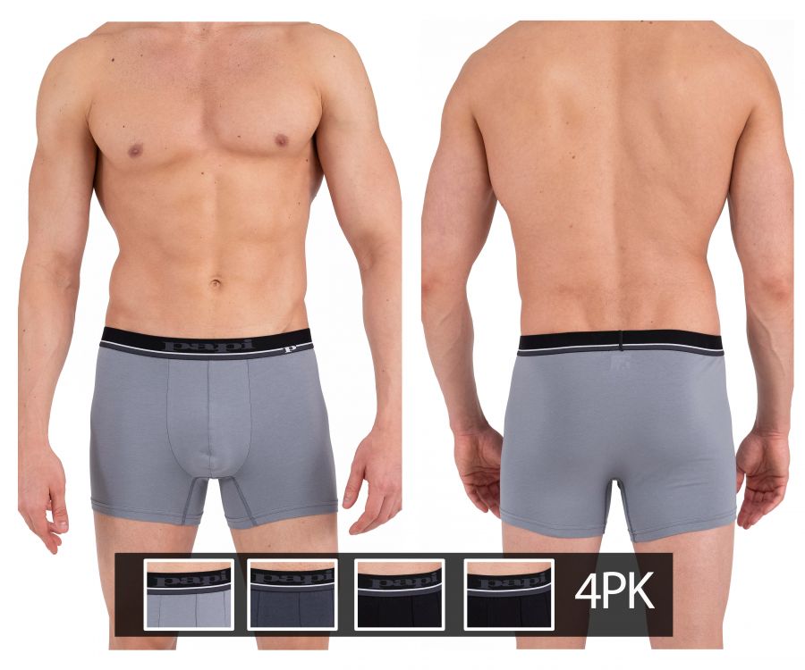 Papi 990002-962 4PK Boxer Briefs Gray Black