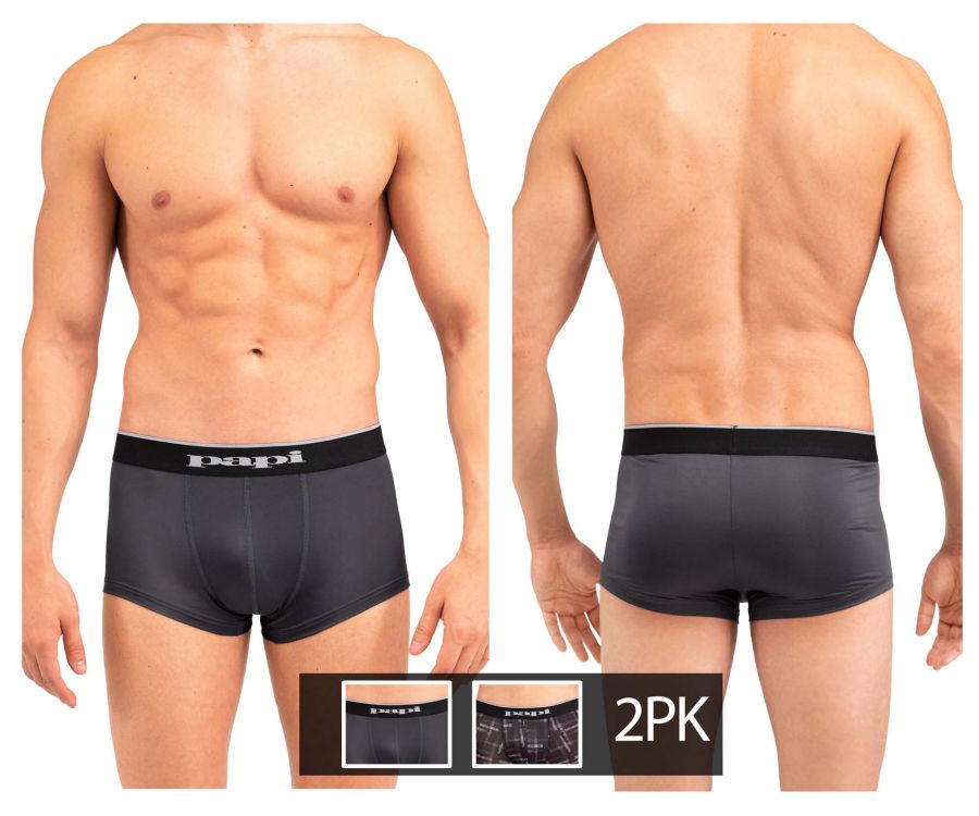 Papi MPA005 2PK Brazilian Trunks Black Gray