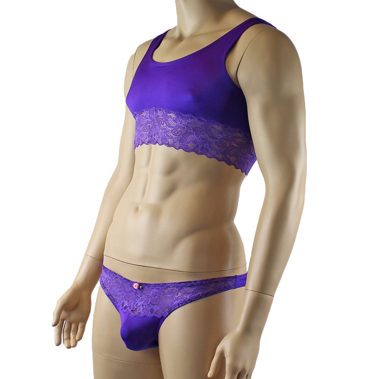 Male Lingerie Bra Camisole Top with Capri Bikini (purple plus other colours)