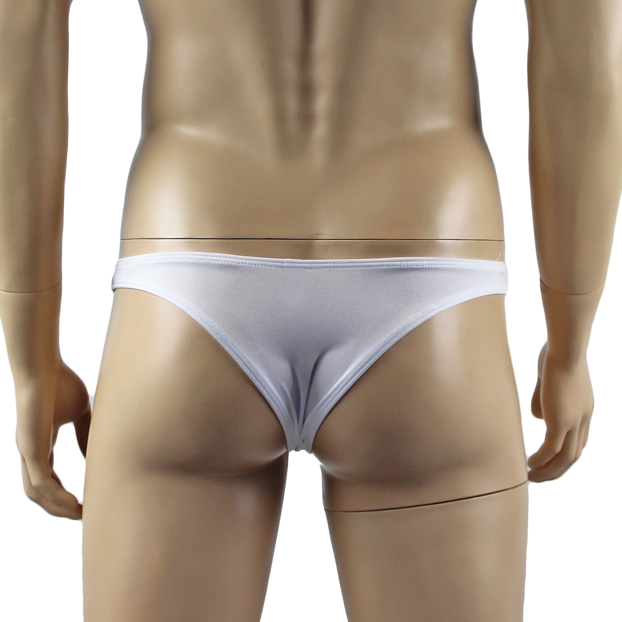 Male Penny Lingerie Bra Top with V Lace front and Capri Bikini White