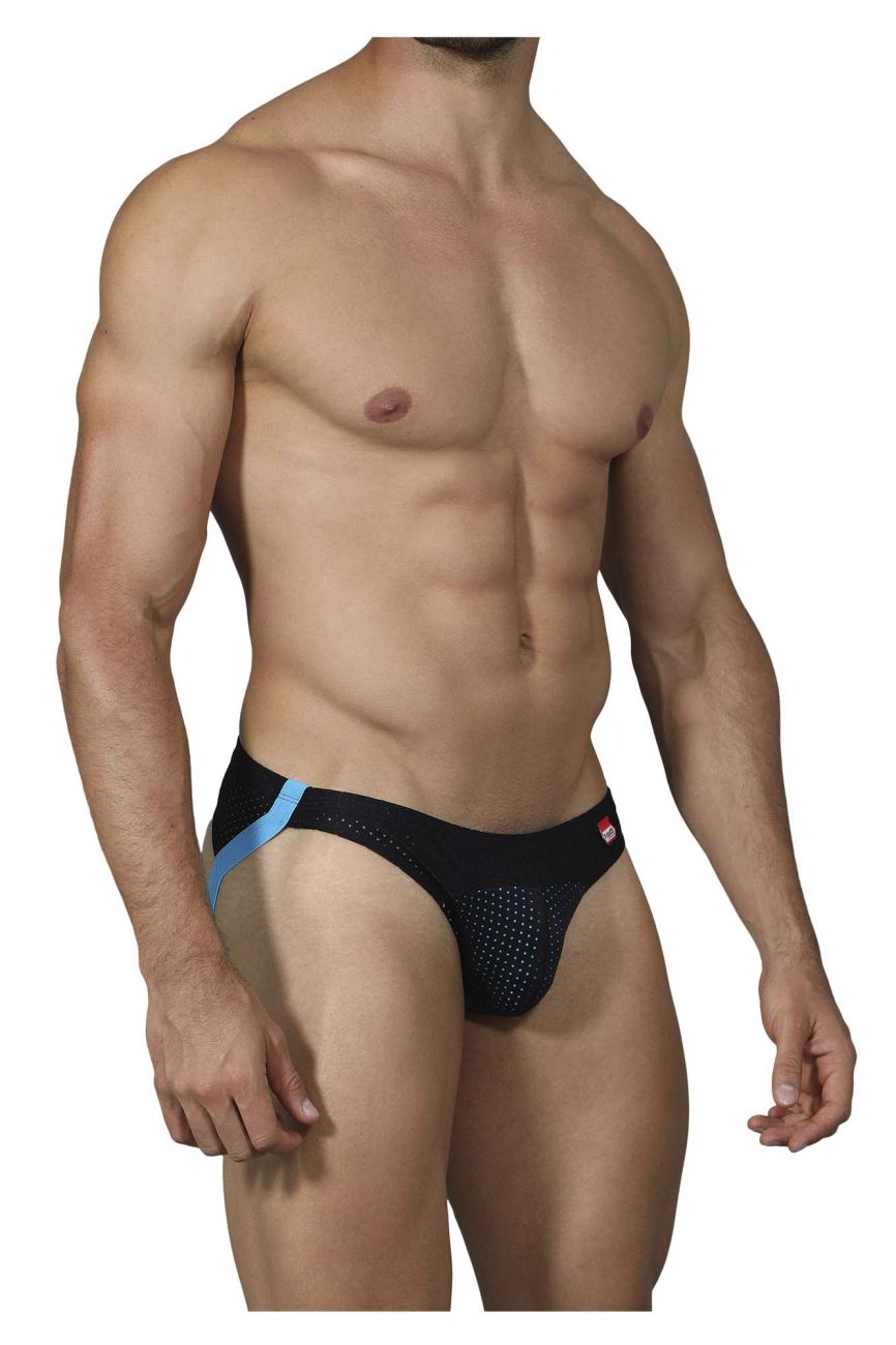 Pikante 0208 Click Athletic Mesh Jockstrap Black with Blue