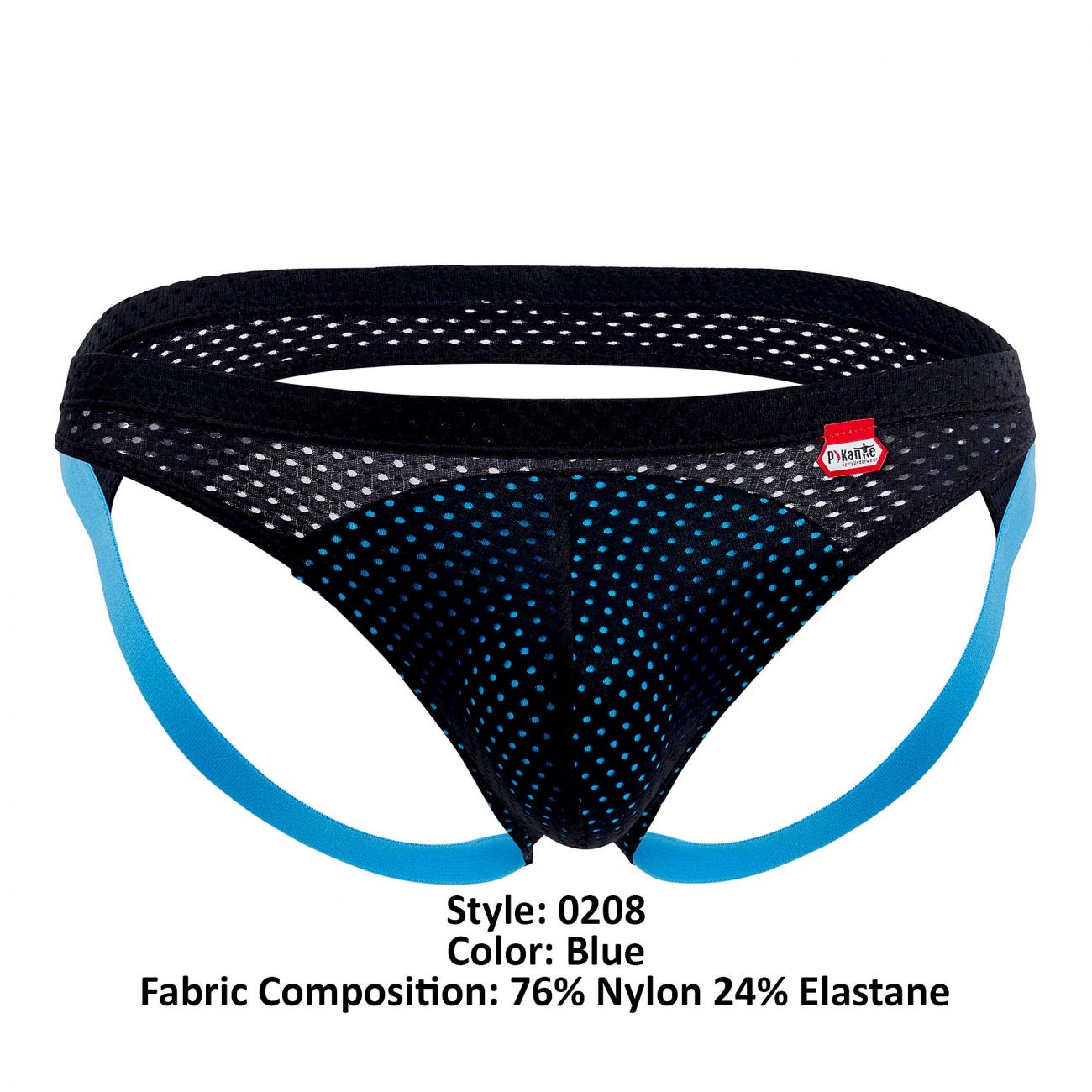 Pikante 0208 Click Athletic Mesh Jockstrap Black with Blue