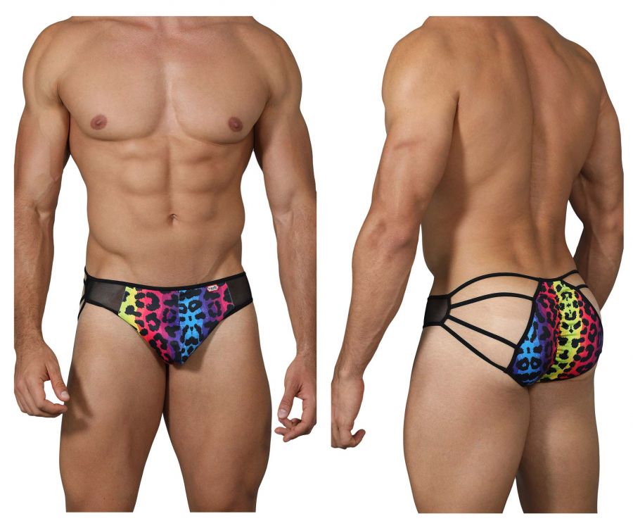 SALE - Mens Pikante Compatibility Ruched Printed Briefs Black Multi Coloured