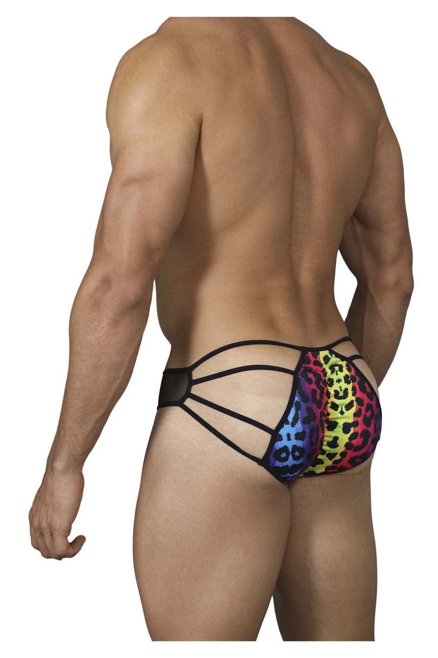 SALE - Mens Pikante Compatibility Ruched Printed Briefs Black Multi Coloured
