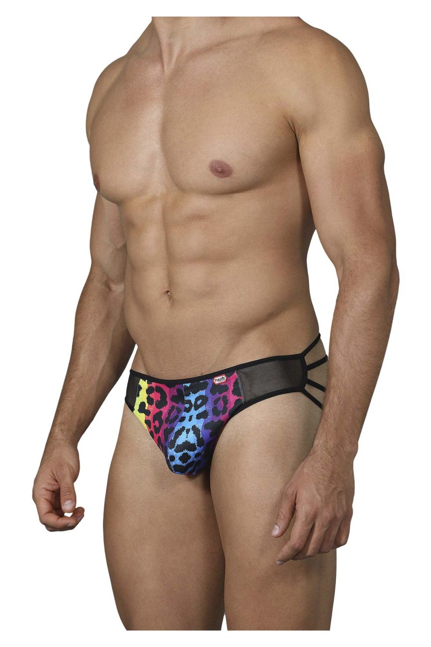 SALE - Mens Pikante Compatibility Ruched Printed Briefs Black Multi Coloured