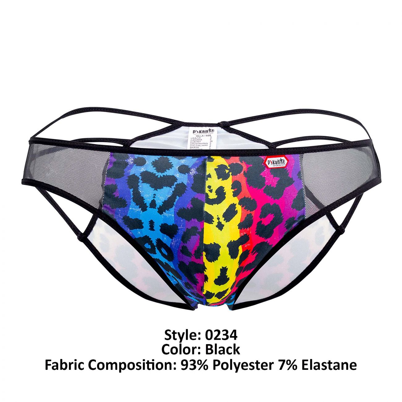 SALE - Mens Pikante Compatibility Ruched Printed Briefs Black Multi Coloured
