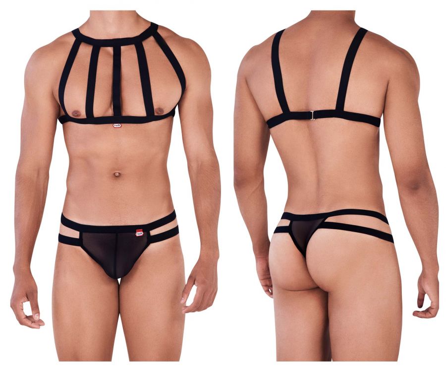 Pikante 0331 Personality Harness Thongs Black