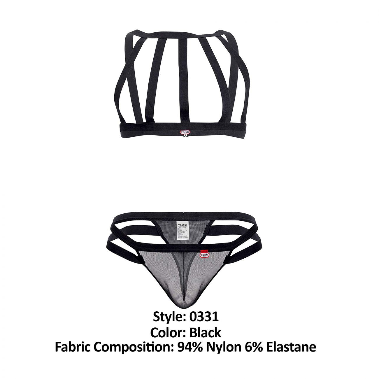 Pikante 0331 Personality Harness Thongs Black