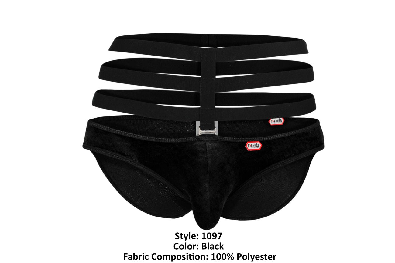 Pikante 1097 Clandestine Velvet Briefs Black