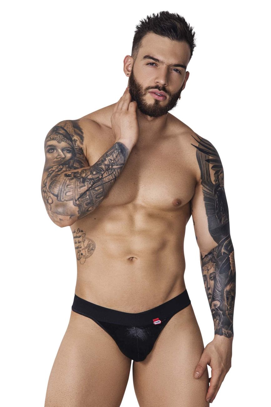 Pikante 1099 Clandestine Velvet Thongs Black